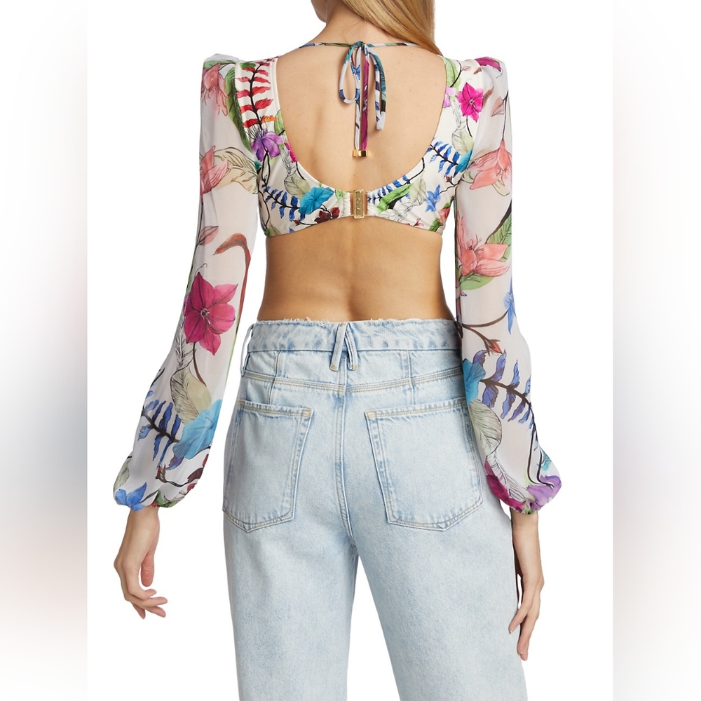 PatBO Zamia Floral-Printed Cut-Out Bodysuit - Picture 4 of 8